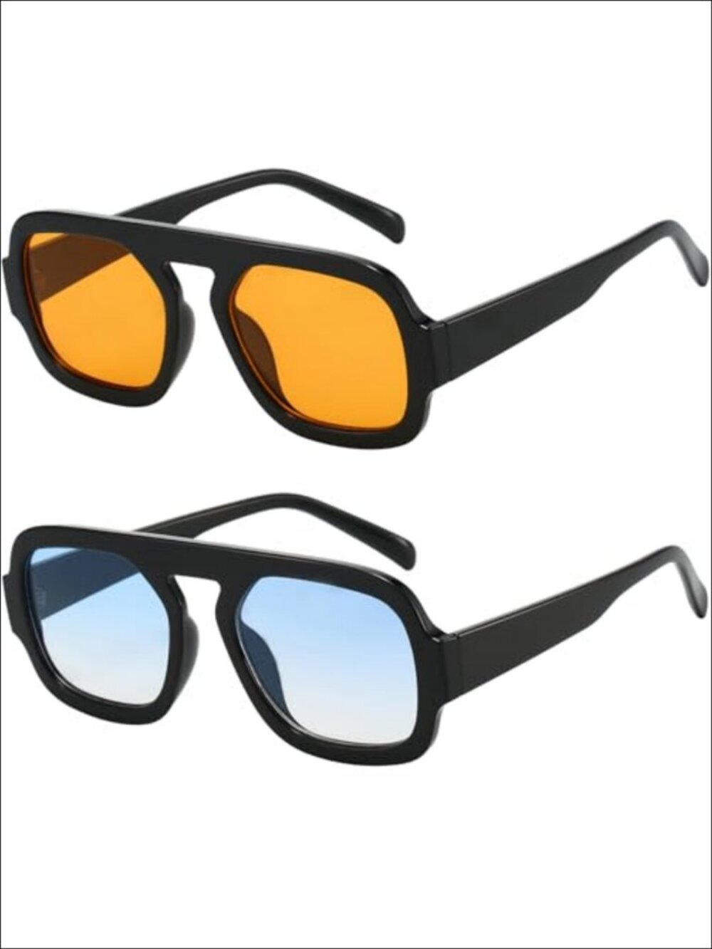 Square Aviator Sunglasses for Women UV400 Protection Full Frame 2 Pack